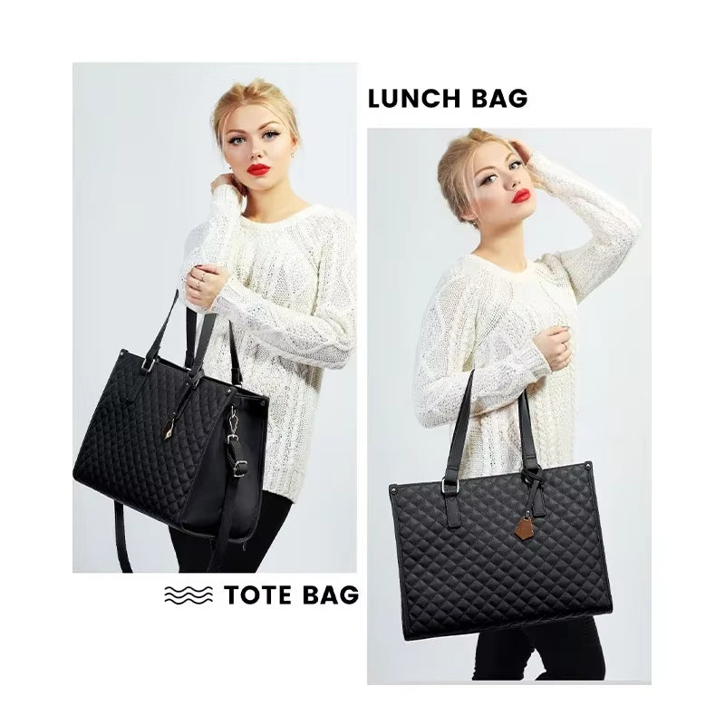 Dual-Function Insulated Lunch Tote Bag for Women - Versatile Waterproof Travel and Makeup Pouch