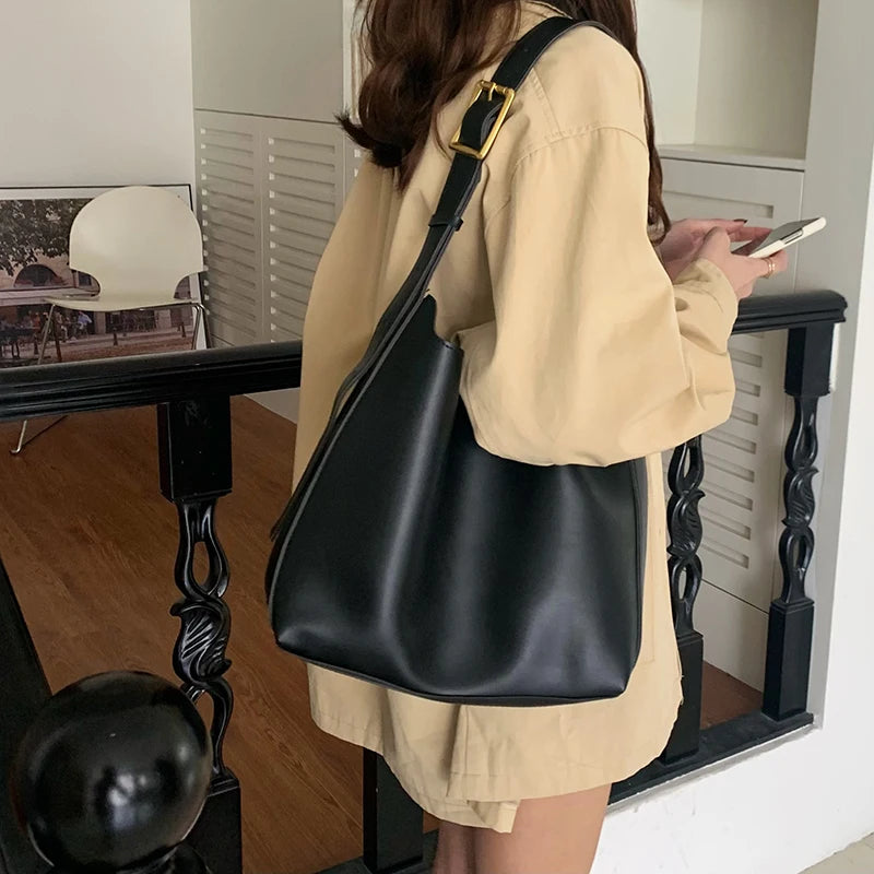 All-Match Women's Shoulder Bag - Minimalist PU Leather Crossbody Handbag for Work