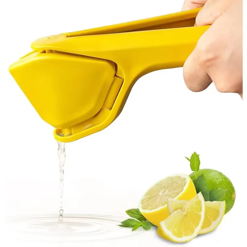 Max Juice Extraction Lemon Lime Squeezer with Built-in Strainer and Leverage Design - Easy-to-Use Flat Squeezer in Yellow